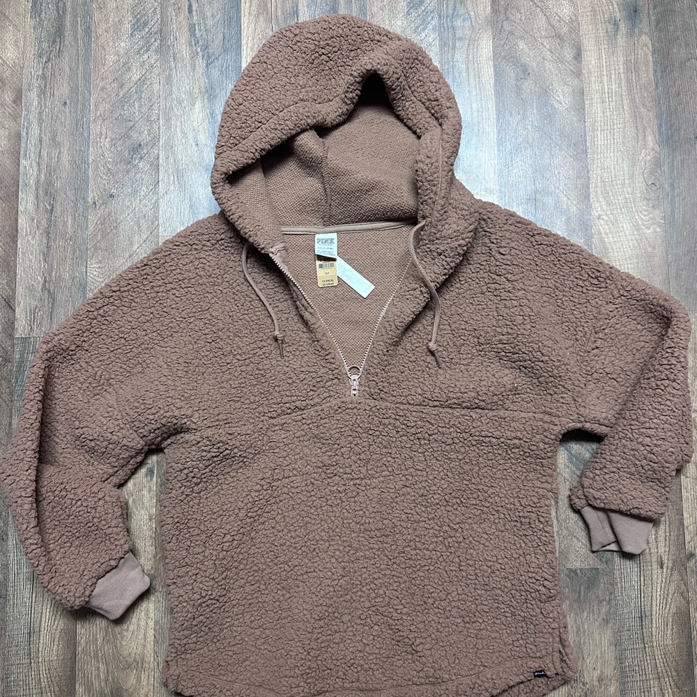 PINK Victoria's Secret Taupe Sherpa Hoodie